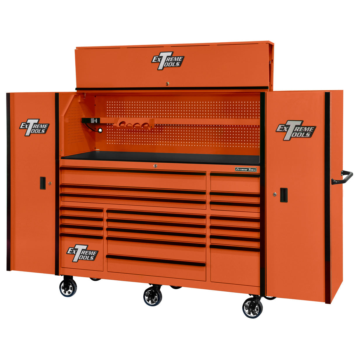 72″ x 25″ 19 Drawers Roller, Hutch & 2 Side Lockers Combo
