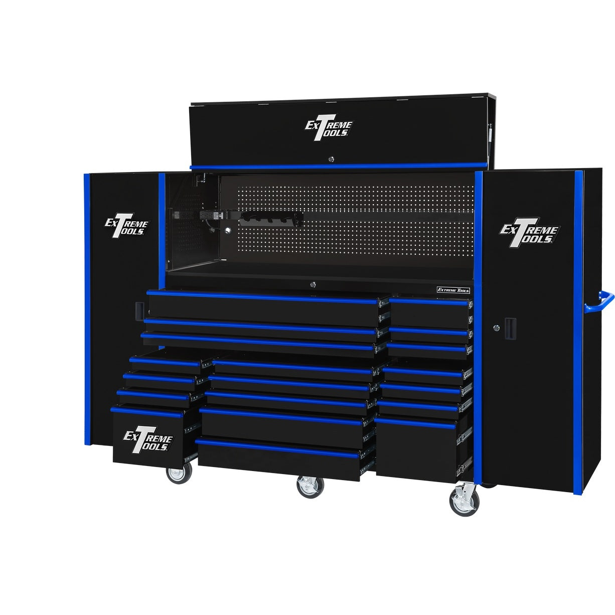 72″ x 25″ 19 Drawers Roller, Hutch & 2 Side Lockers Combo