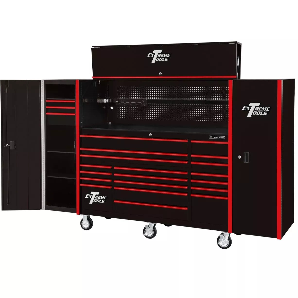 72″ x 25″ 19 Drawers Roller, Hutch & 2 Side Lockers Combo