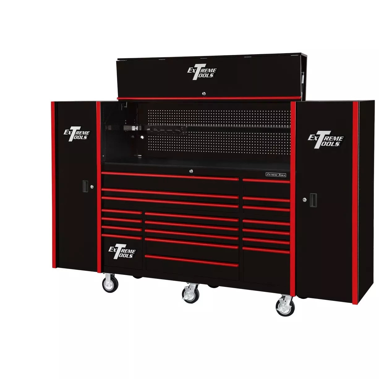 72″ x 25″ 19 Drawers Roller, Hutch & 2 Side Lockers Combo