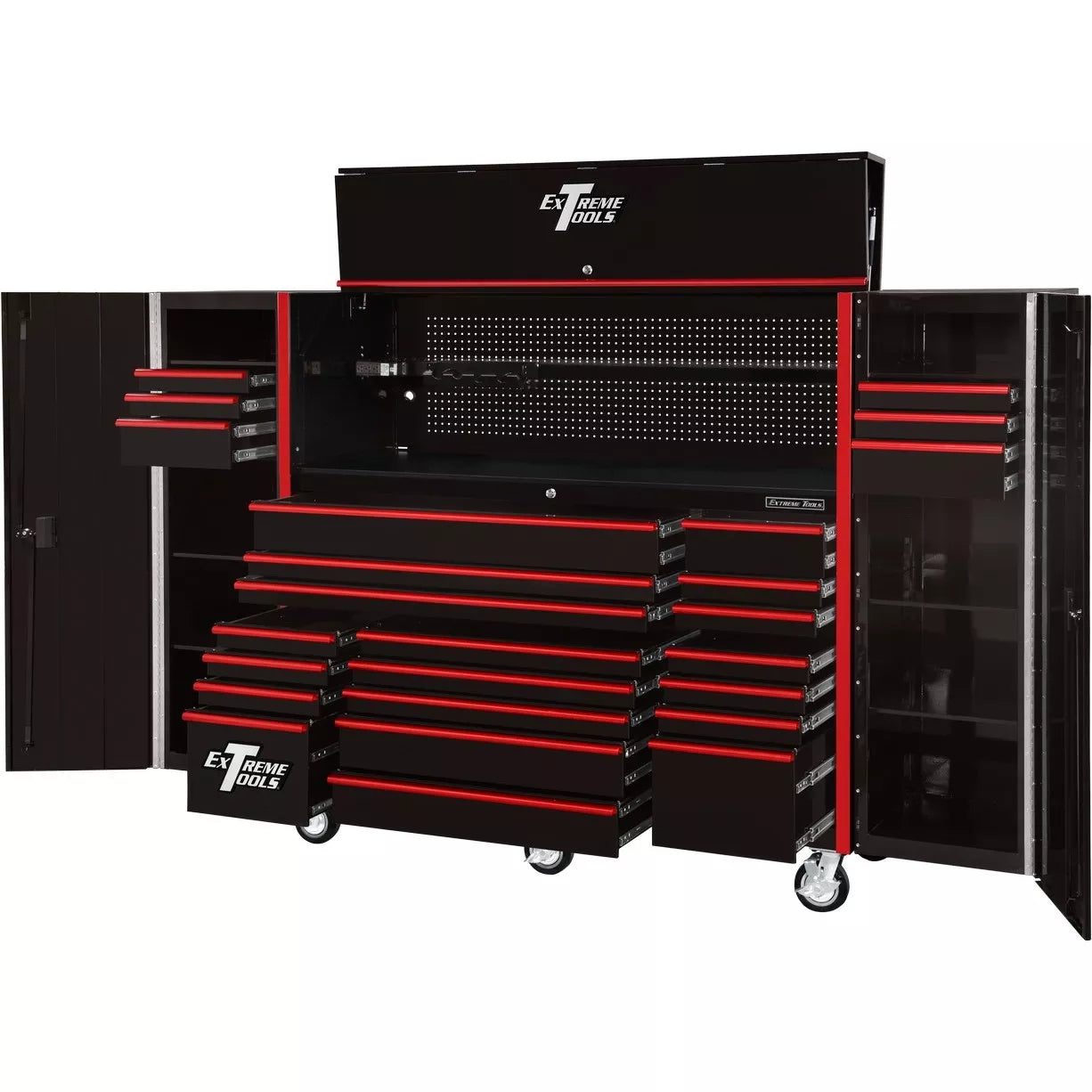 72″ x 25″ 19 Drawers Roller, Hutch & 2 Side Lockers Combo