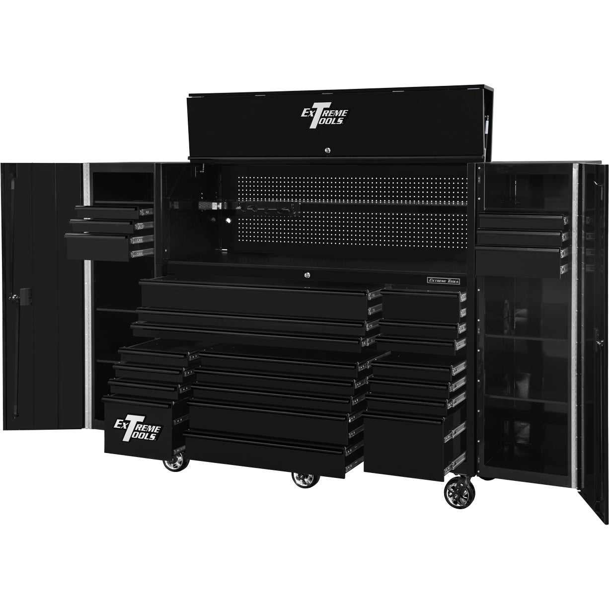 72″ x 25″ 19 Drawers Roller, Hutch & 2 Side Lockers Combo