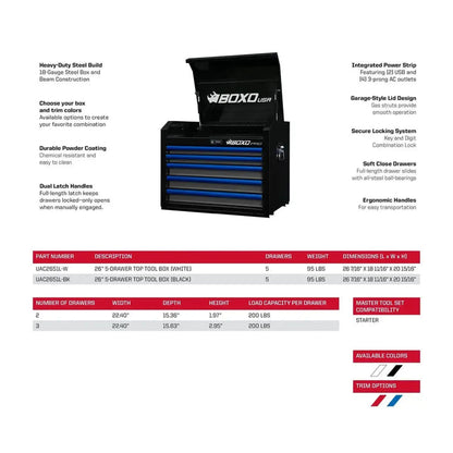 Pro Series | Loaded 26" 11-Drawer Rolling Tool Box | Black and Blue