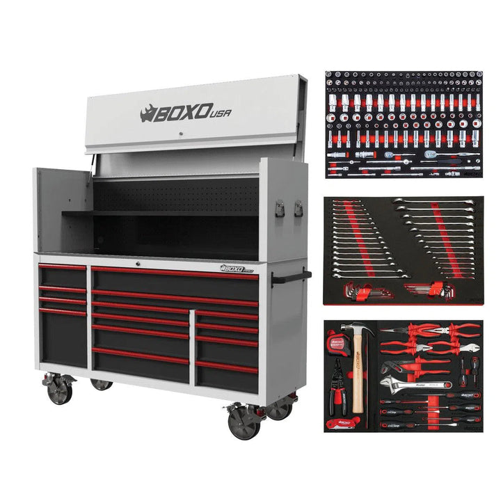 Pro Series | Loaded 72" 14-Drawer Garage Top Rolling Tool Box | White
