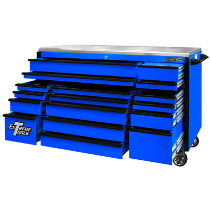 EXQ Series 72″W x 30″D 17 Drawer Professional Triple Bank Roller Cabinet with Quick Release Drawer Pulls & Mag Wheels